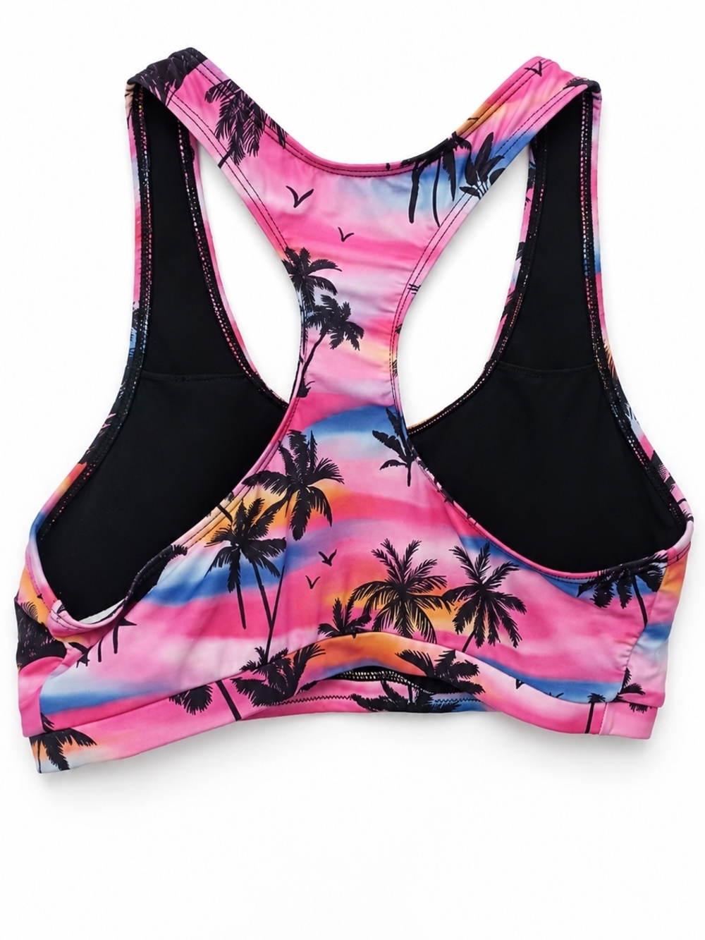 Pink And Blue Tropical Palm Tree Racerback Sports Bra Or Bikini Top. Large - Picture 2 of 5